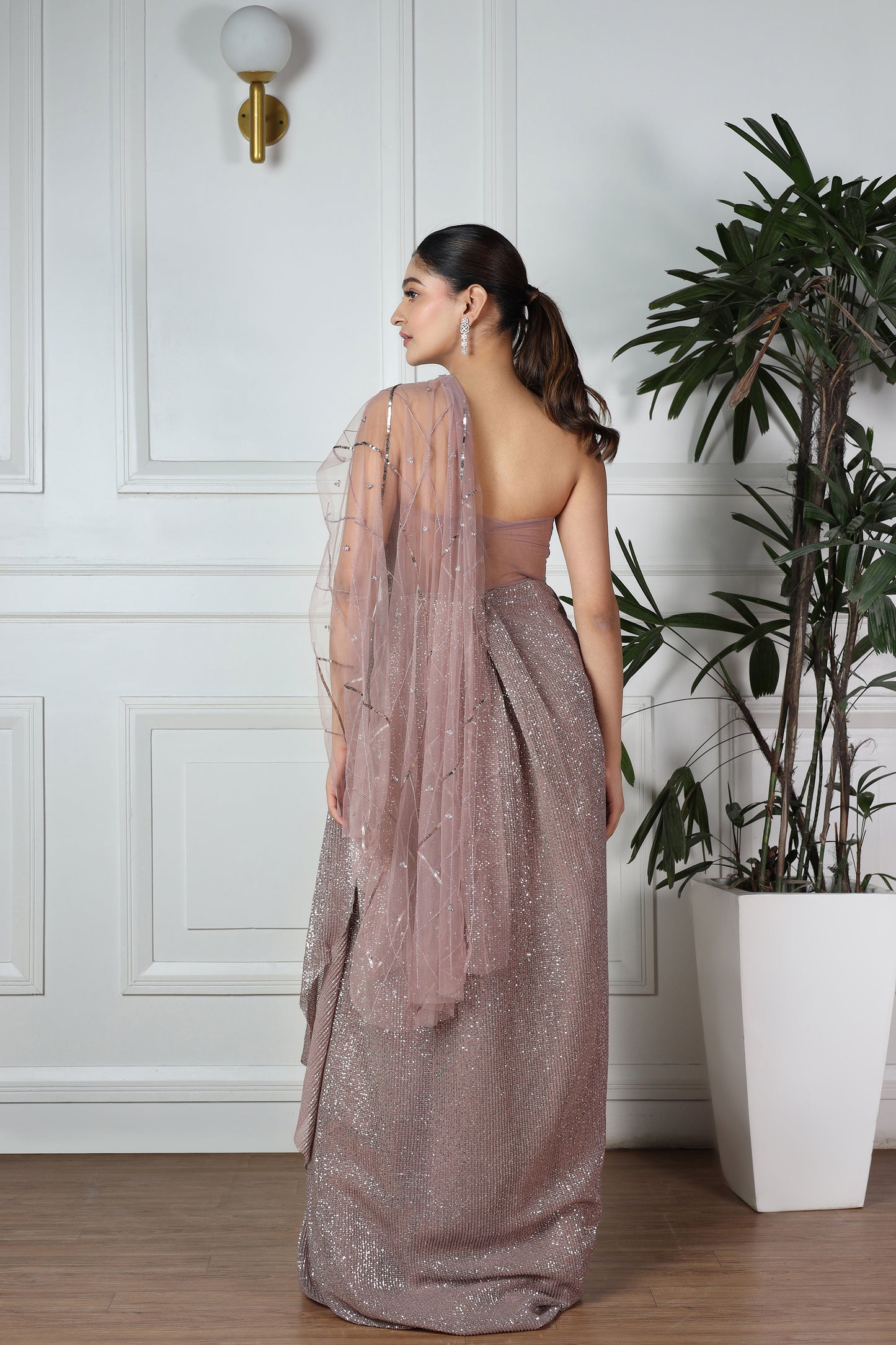 CHAMPAGNE SEQUENCED EMBELLISHED DRAPE