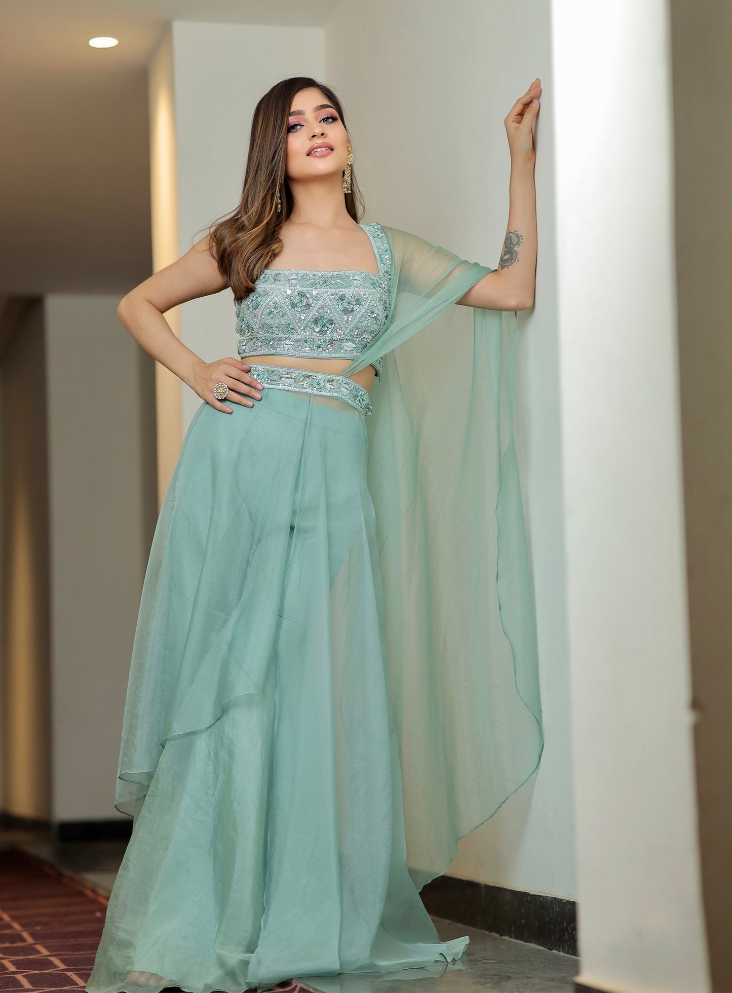 PALE TURQUOISE LAYERED CORD SET