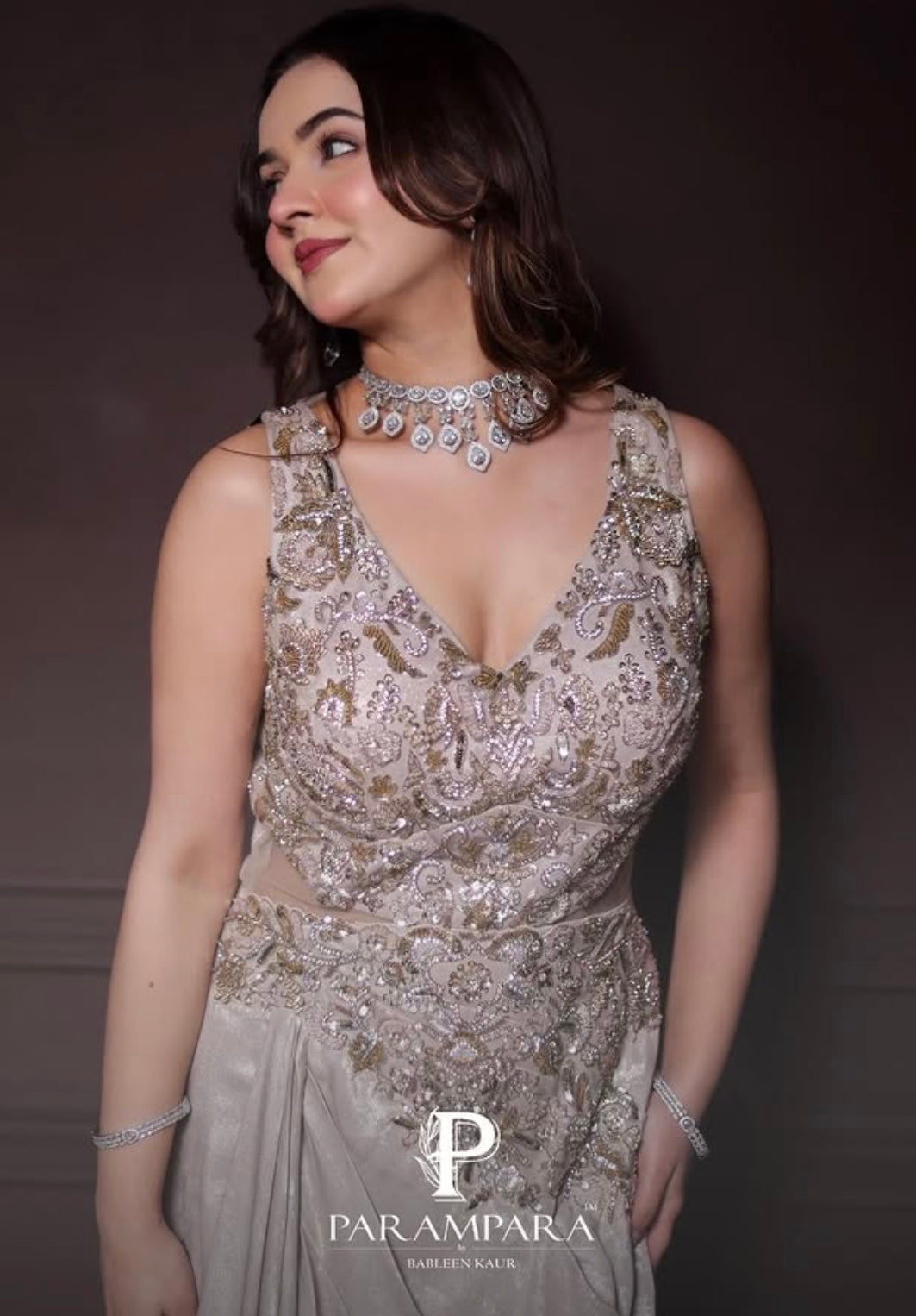 IVORY DRAPE GOWN