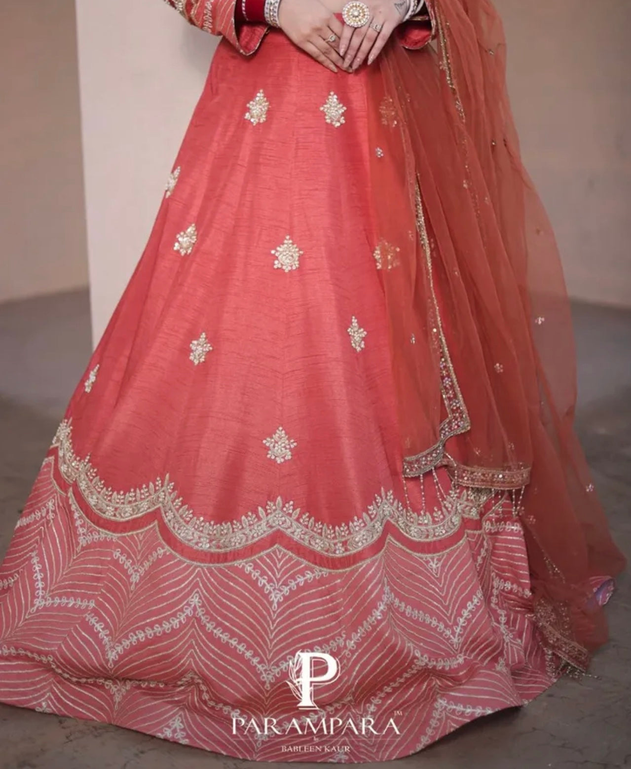ORANGE LEHENGA CHOLI WITH EMBROIDERY