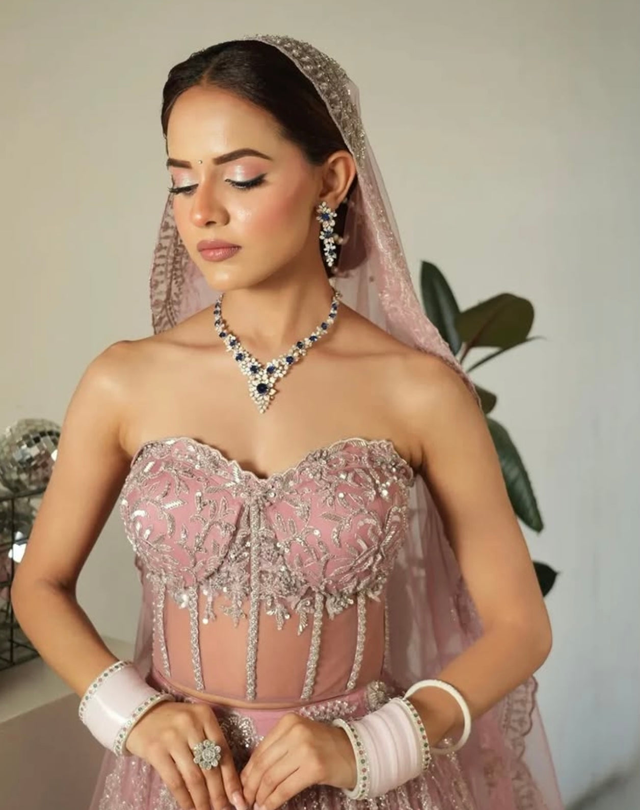 BLUSH PINK CORSET LEHENGA