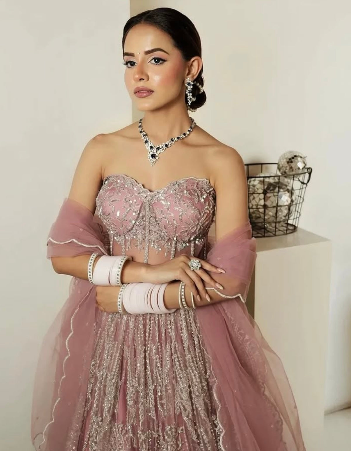 BLUSH PINK CORSET LEHENGA