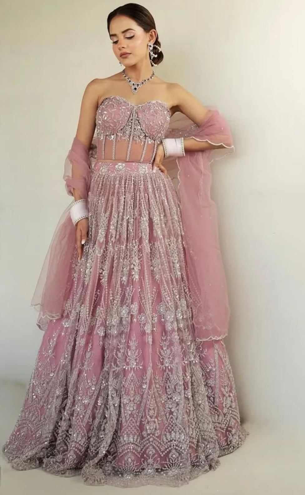 BLUSH PINK CORSET LEHENGA