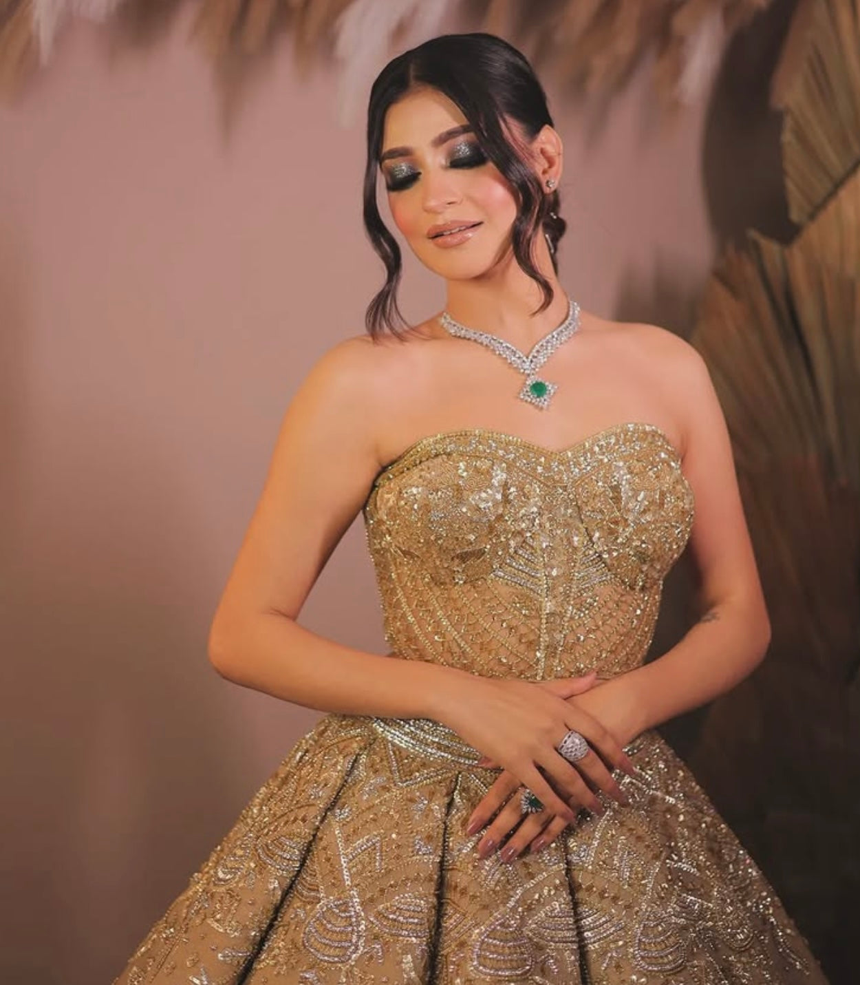 GOLDEN BALL GOWN CORSET LEHENGA