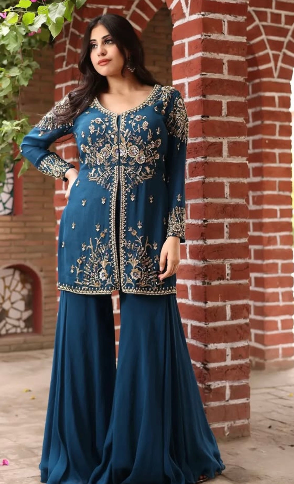 PEACOCK BLUE SHARARA CORD SET