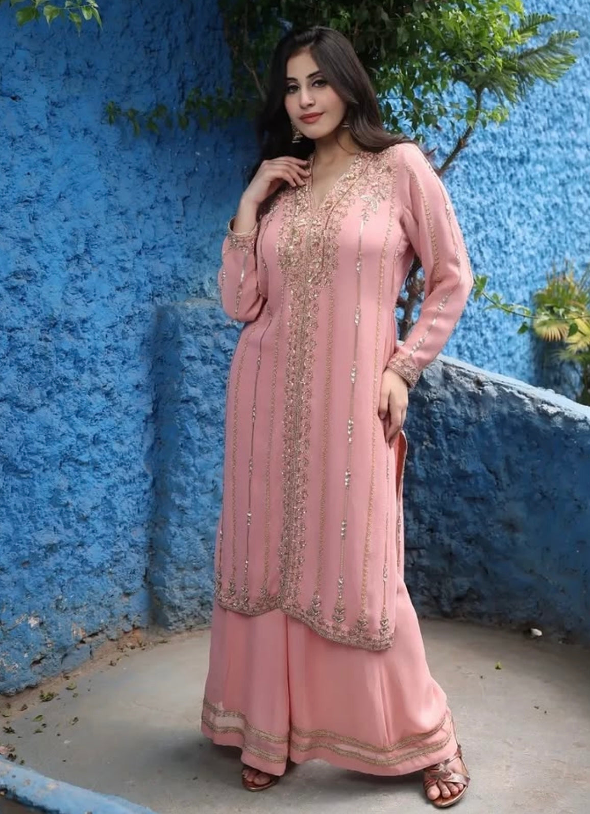 BLUSH PINK SHARARA SUIT