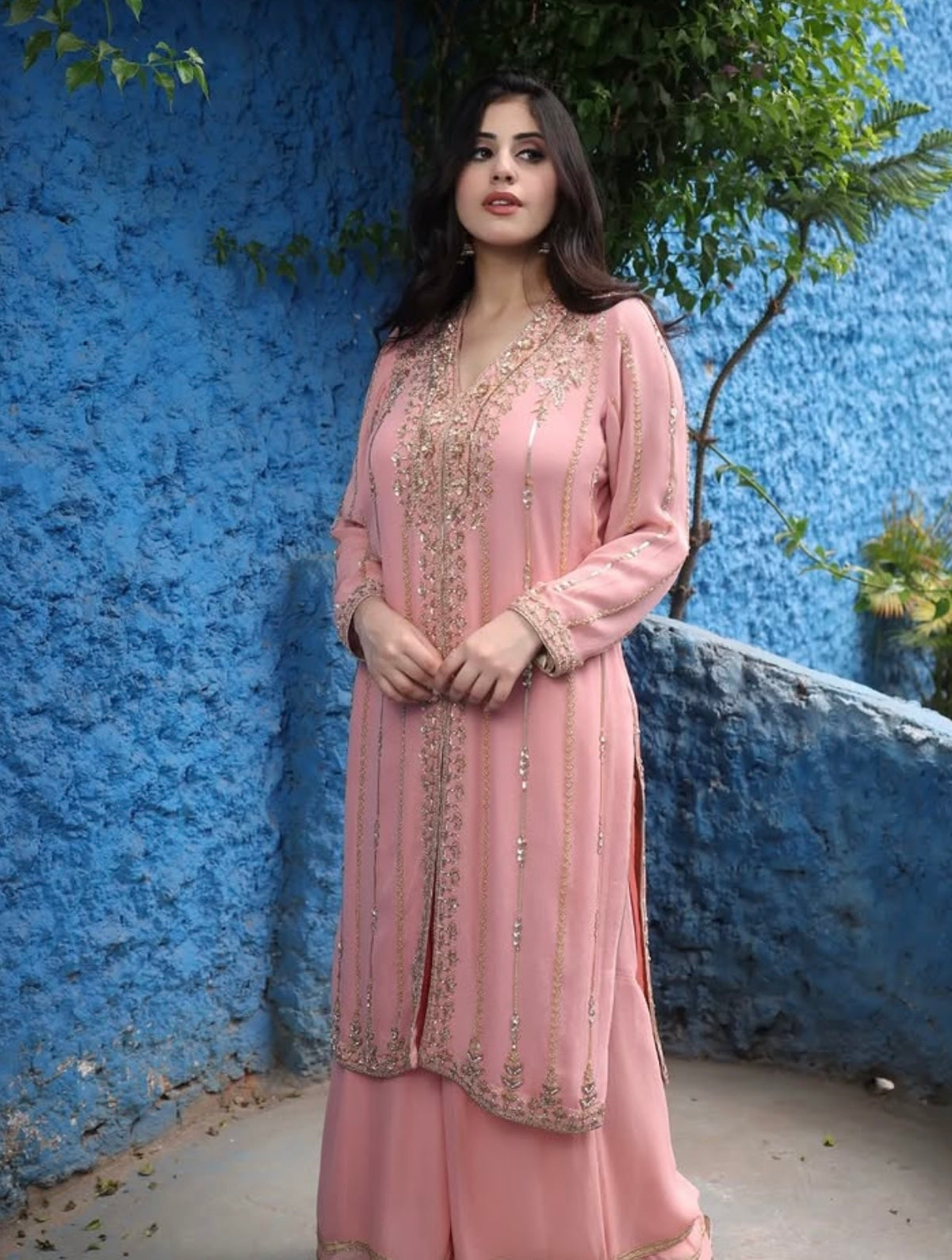 BLUSH PINK SHARARA SUIT