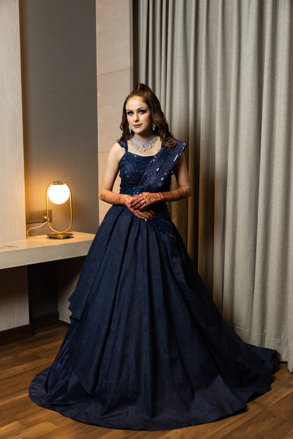 MIDNIGHT BLUE FLAP GOWN