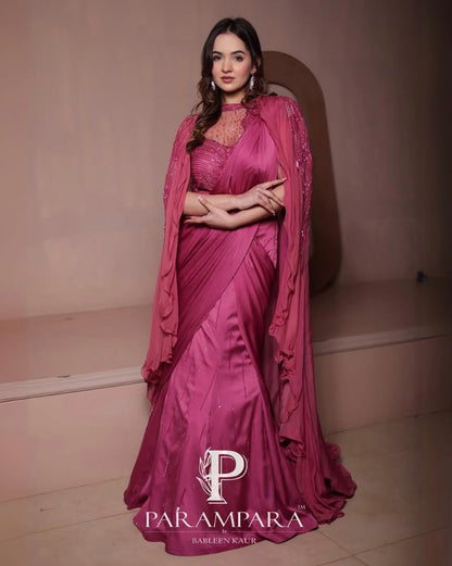 FUSCHIA PINK FISHCUT DRAPE
