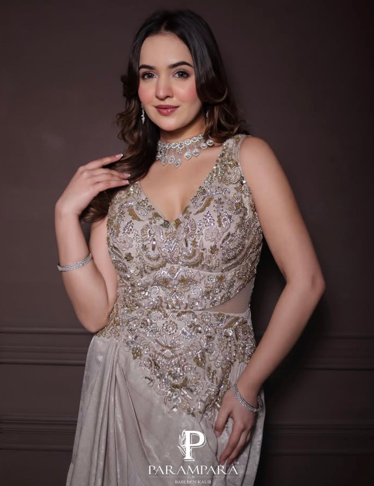 IVORY DRAPE GOWN