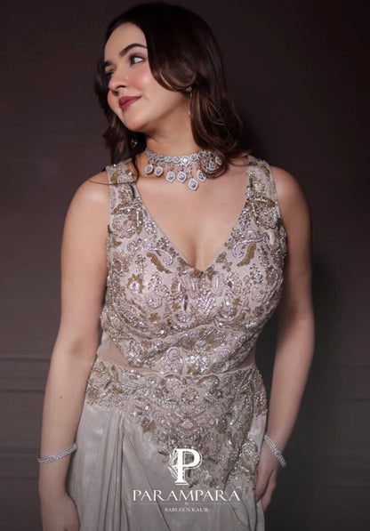 IVORY DRAPE GOWN