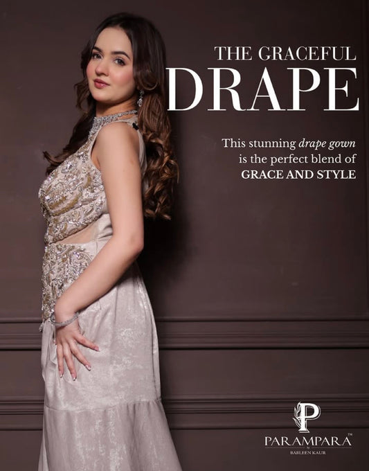 IVORY DRAPE GOWN