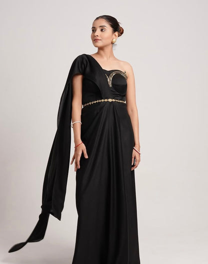 BLACK ONE SHOULDER SAREE