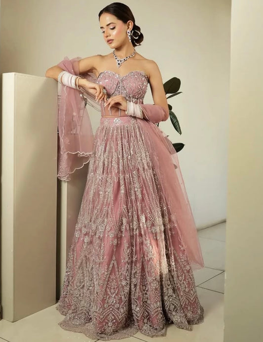 BLUSH PINK CORSET LEHENGA