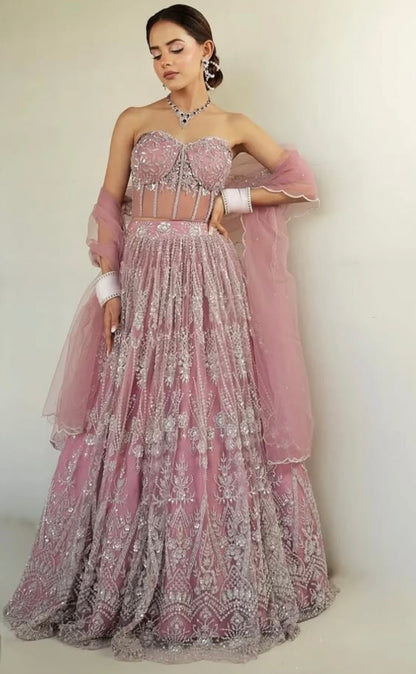BLUSH PINK CORSET LEHENGA