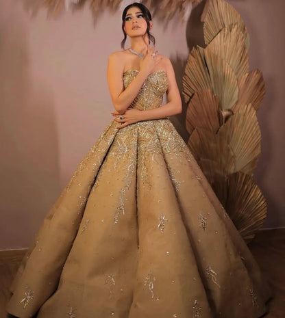 GOLDEN BALL GOWN CORSET LEHENGA