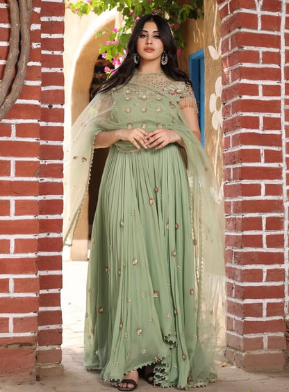 SAGE GREEN ANARKALI SUIT