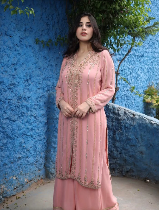 BLUSH PINK SHARARA SUIT