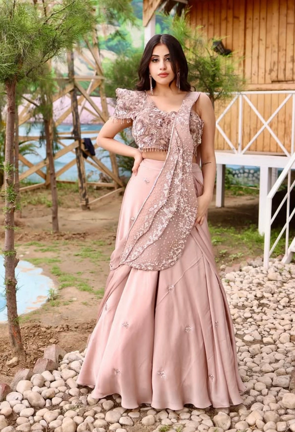 CHAMPAGNE  DRAPE SAREE